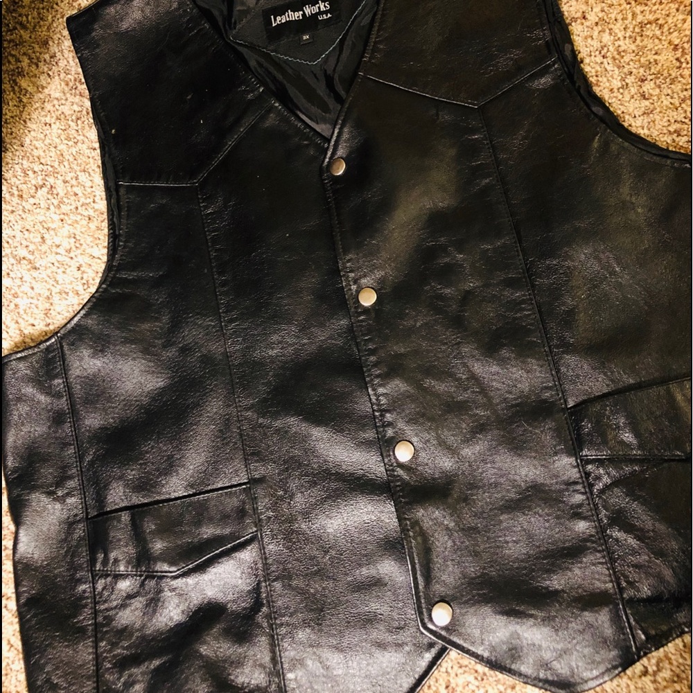 Leather Works Black Genuine Leather Vest